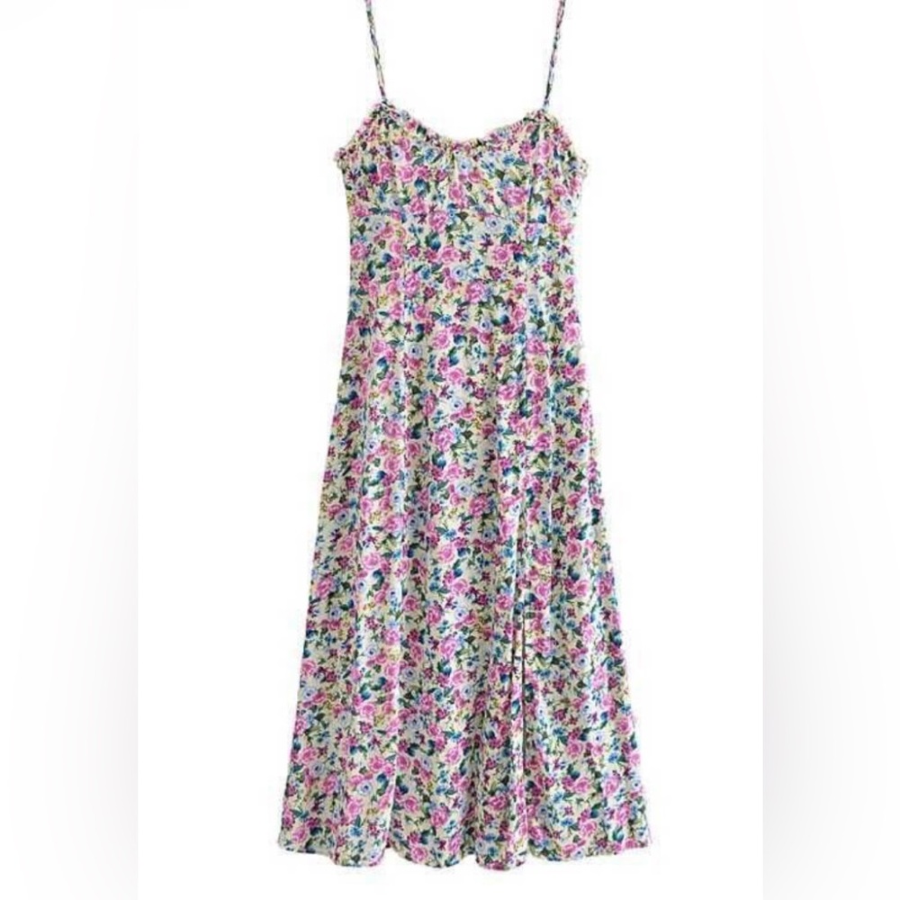 Zara Floral Midi Dress with Slit size S